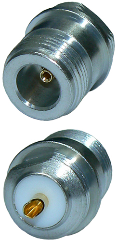 N-type female bulkhead receptacle – no nut/washer – TRI METAL PLATED